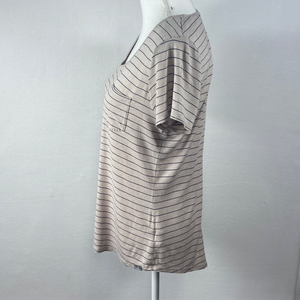 prAna Top L Beige Striped Modal Pocket Casual Minimalist Butter Soft Comfort - Picture 3 of 8